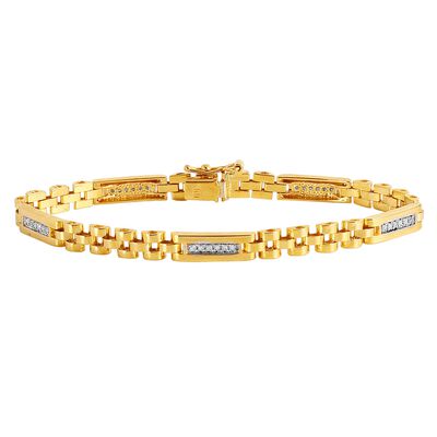 Diamond Link Bracelet in 10K Yellow Gold